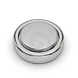 Silver Button Cell Battery on a White Background coin cell power