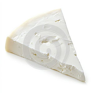 A single slice of mozzarella cheese, isolated on a white background,