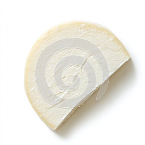 A single slice of mozzarella cheese, isolated on a white background,