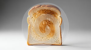 Single Slice of Toasted Bread on White Background