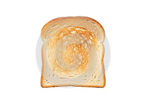Single slice of toasted white bread on white background
