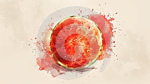 Single slice of watermelon displayed on a plain white surface