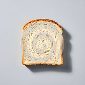 Single Slice of White Bread on Gray Background