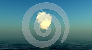 Single small cloud over calm ocean