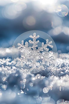 Glistening Snowflake in Perfect Form