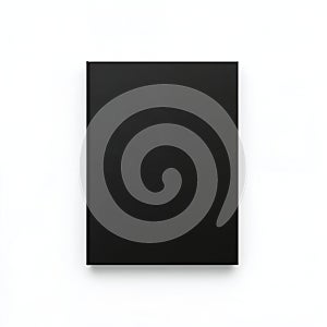 A single solid black square object centered on a plain white background image