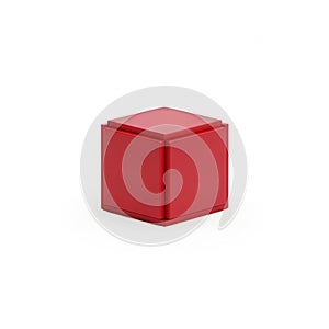 Red cube on a white background geometric shape