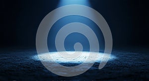 Single Spotlight in Empty Dark Space with Soft Floor Glow