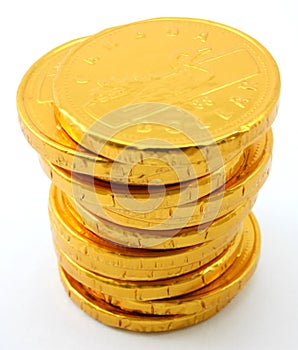 Single stack of chocolate gold coins