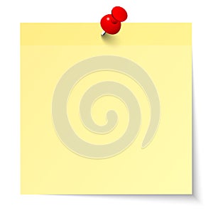 Single Straight Light Yellow Sticky Note With Red Pin