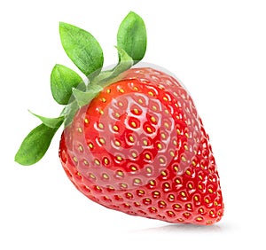 Single strawberry berry on white background