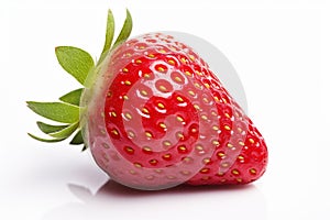 Single strawberry fruit on white background