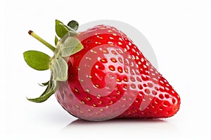 Single strawberry fruit on white background