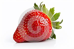 Single strawberry fruit on white background