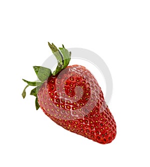 Single strawberry isolated on white background