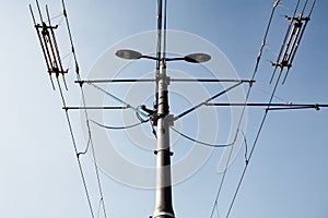 Single Street Lamp and Electric Wires