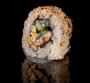 Single sushi roll california rotated