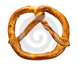 Single sweet pretzel isolated on white