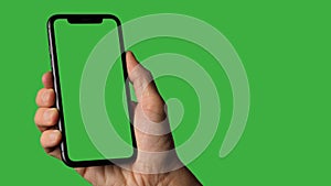 Single Tapping and Holding a Green Screen Smartphone