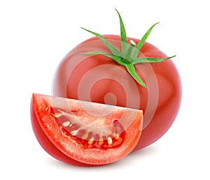 Single tomato isolated on white background photo