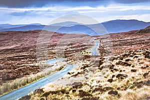 Single track road in Scottish Highlands