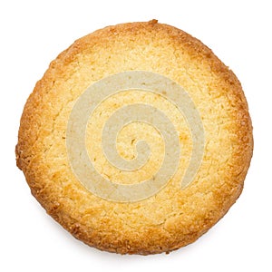 Single traditional round butter biscuit.