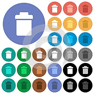 Single trash round flat multi colored icons