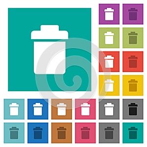 Single trash square flat multi colored icons