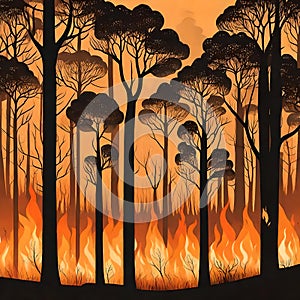 Tree on fire - ai generated image