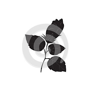 Single Tree Flower Silhouette Vector.