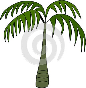 A Single Tropical Green Palm Tree Simple Clipart