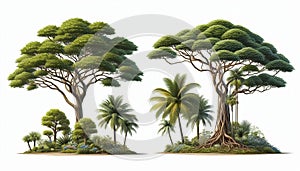 Single Tropical Tree Species Isolated on White Background, Perfect for Architecture Landscape Design photo