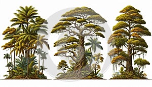 Single Tropical Tree Species Isolated on White Background, Perfect for Architecture Landscape Design photo