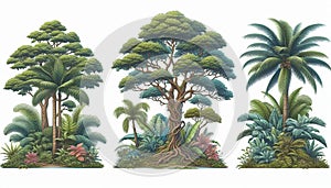 Single Tropical Tree Species Isolated on White Background, Perfect for Architecture Landscape Design photo