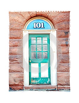Single Turquoise Door Bordered Photograph Illustration Architecture Artistic photo