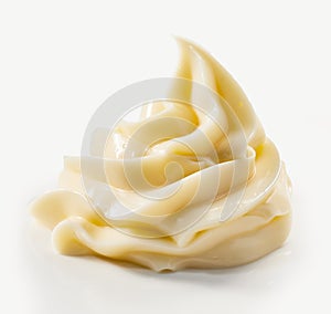 Single twirl of mayonnaise for food presentation