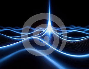 A single ultrashort pulse visualized as a sharp spike on a glowing wave.