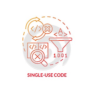 Single-use code red gradient concept icon