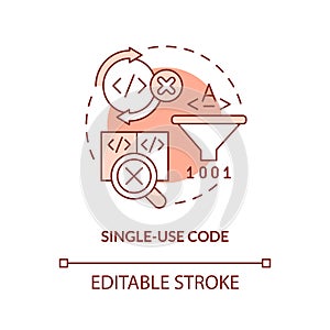 Single-use code terracotta concept icon