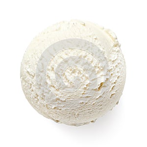 Single vanilla ice cream ball or scoop