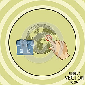 Single vector color flat icon. House geo tagging.