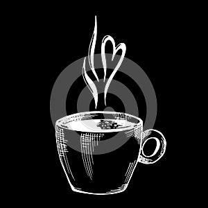 Single vector illustration of a Cup of aromatic coffee.hand-drawn illustration for the design of greeting cards