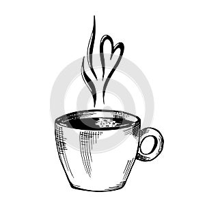 Single vector illustration of a Cup of aromatic coffee.hand-drawn illustration for the design of greeting cards