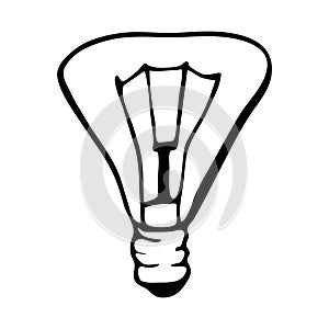 single vector light bulb, doodle line art