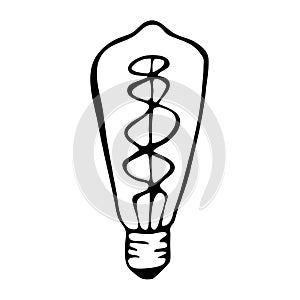 single vector light bulb, doodle line art