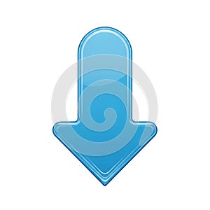 Glossy Blue Downward Arrow Icon on White Background direction navigation