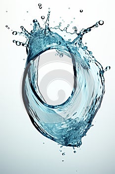 Single vortex water splash isolated on white background for optimal search relevance