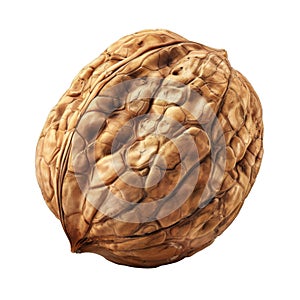 A Single Walnut Shell Isolated on a Black Background