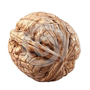 A Single Walnut Shell Isolated on a Black Background