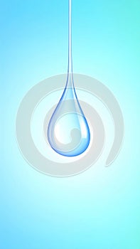 Single Water Drop on Blue Gradient Background